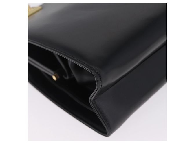 GUCCI Chain Hand Bag Leather Black Gold - vista 14