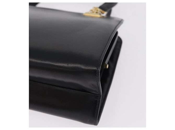 GUCCI Chain Hand Bag Leather Black Gold - vista 15