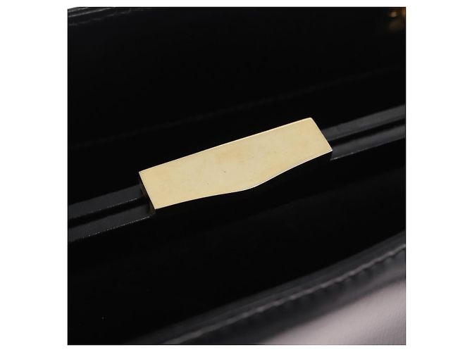 GUCCI Chain Hand Bag Leather Black Gold - vista 18