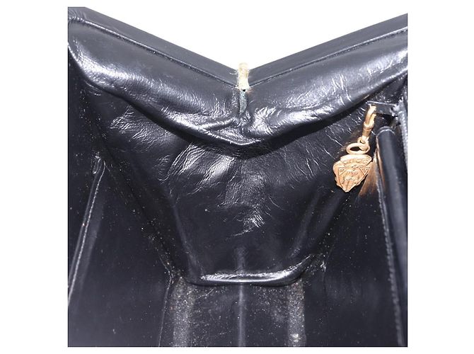 GUCCI Chain Hand Bag Leather Black Gold - vista 20