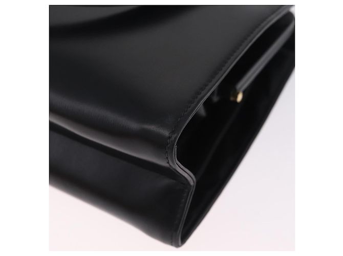 GUCCI Chain Hand Bag Leather Black Gold - vista 9