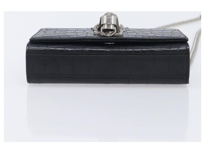 Autre Marque Saint Laurent Kate Chain Shoulder Bag Leather Black Silver - vista 11