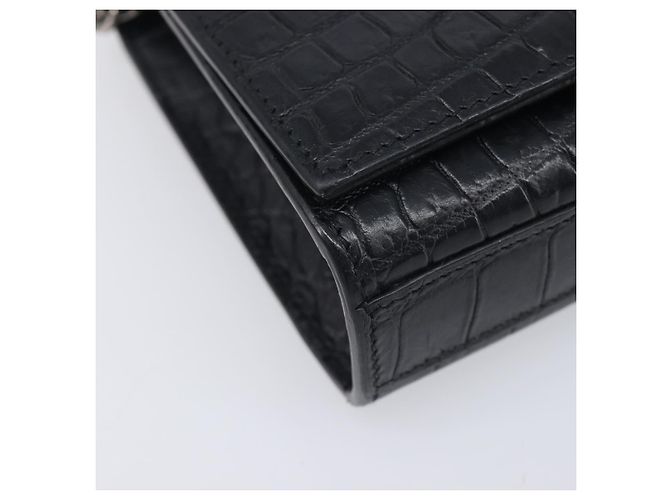 Autre Marque Saint Laurent Kate Chain Shoulder Bag Leather Black Silver - vista 13