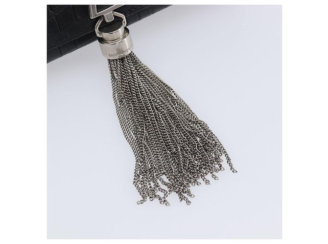 Autre Marque Saint Laurent Kate Chain Shoulder Bag Leather Black Silver - vista 16
