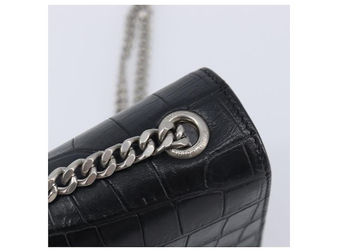 Autre Marque Saint Laurent Kate Chain Shoulder Bag Leather Black Silver - vista 19