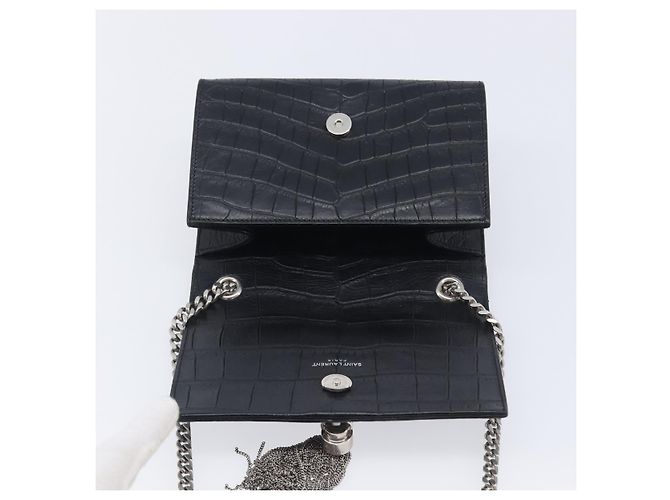 Autre Marque Saint Laurent Kate Chain Shoulder Bag Leather Black Silver - vista 20