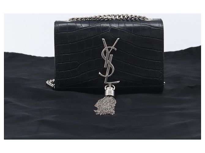 Autre Marque Saint Laurent Kate Chain Shoulder Bag Leather Black Silver - vista 29