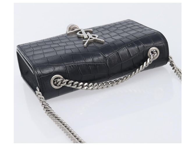 Autre Marque Saint Laurent Kate Chain Shoulder Bag Leather Black Silver - vista 6