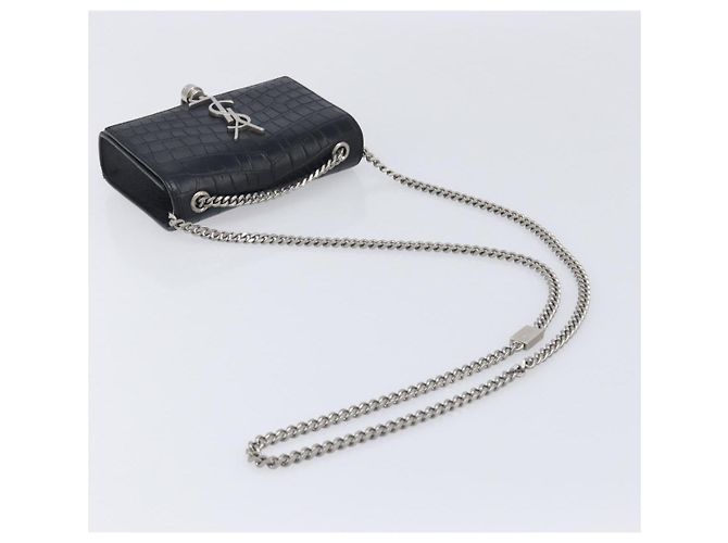 Autre Marque Saint Laurent Kate Chain Shoulder Bag Leather Black Silver - vista 7