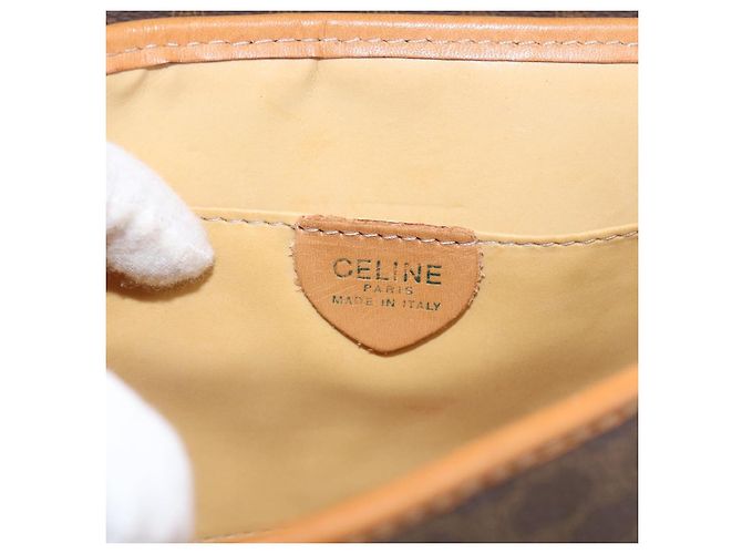 Céline CELINE Macadam Canvas Shoulder Bag PVC Leather Brown Gold - vista 17