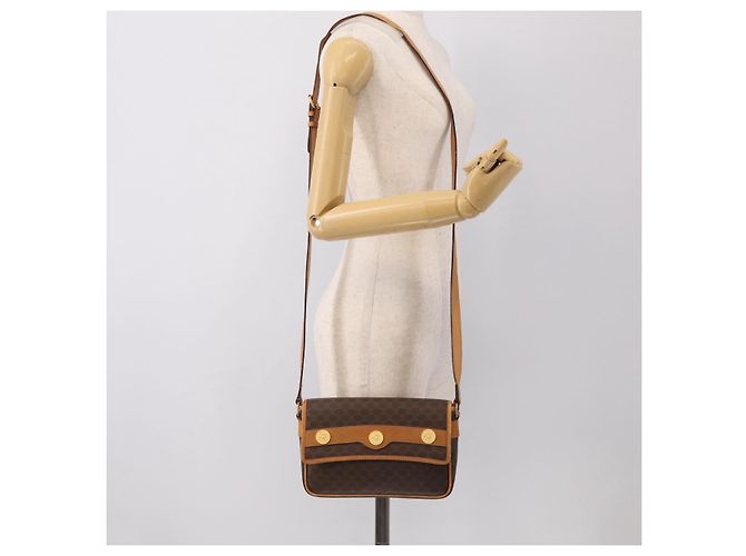 Céline CELINE Macadam Canvas Shoulder Bag PVC Leather Brown Gold - vista 23