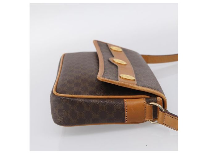 Céline CELINE Macadam Canvas Shoulder Bag PVC Leather Brown Gold - vista 5