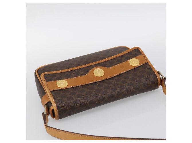 Céline CELINE Macadam Canvas Shoulder Bag PVC Leather Brown Gold - vista 6