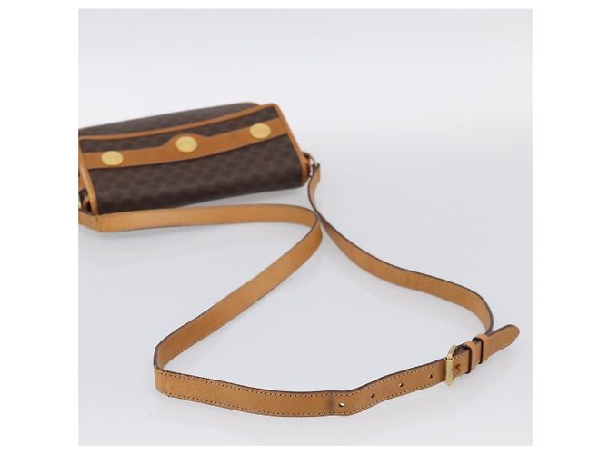 Céline CELINE Macadam Canvas Shoulder Bag PVC Leather Brown Gold - vista 7