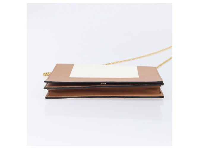 Céline CELINE Pochette de soirée à armature Sac à épaule Cuir Beige Ton Or - vue 11