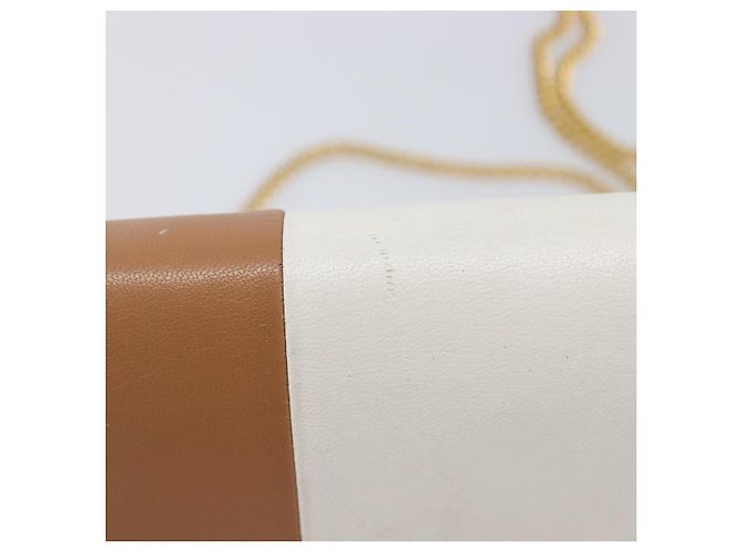 Céline CELINE Pochette de soirée à armature Sac à épaule Cuir Beige Ton Or - vue 16