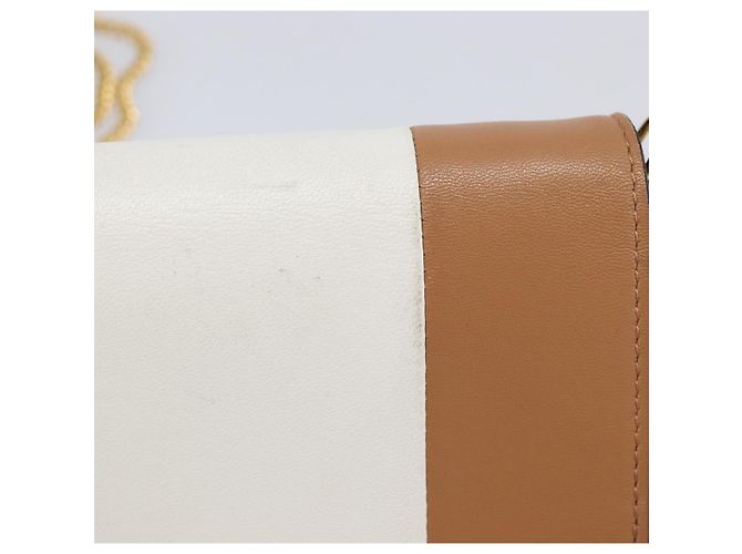 Céline CELINE Pochette de soirée à armature Sac à épaule Cuir Beige Ton Or - vue 17