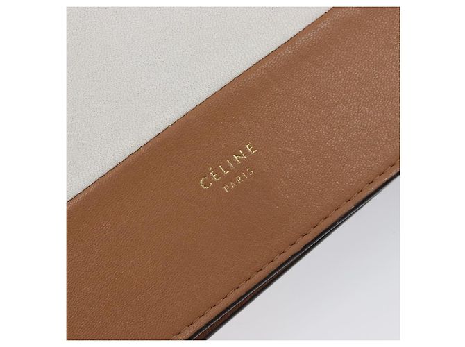 Céline CELINE Pochette de soirée à armature Sac à épaule Cuir Beige Ton Or - vue 19