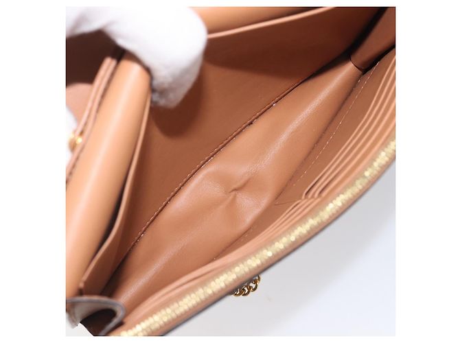 Céline CELINE Pochette de soirée à armature Sac à épaule Cuir Beige Ton Or - vue 21