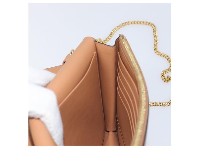 Céline CELINE Pochette de soirée à armature Sac à épaule Cuir Beige Ton Or - vue 22