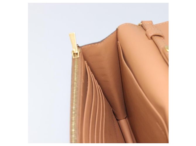 Céline CELINE Pochette de soirée à armature Sac à épaule Cuir Beige Ton Or - vue 23