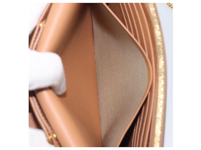 Céline CELINE Pochette de soirée à armature Sac à épaule Cuir Beige Ton Or - vue 24