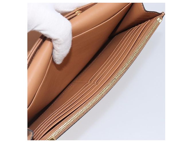Céline CELINE Pochette de soirée à armature Sac à épaule Cuir Beige Ton Or - vue 25