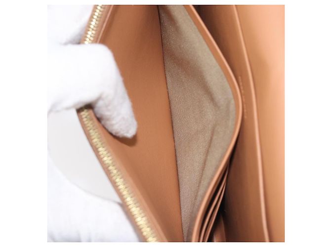 Céline CELINE Pochette de soirée à armature Sac à épaule Cuir Beige Ton Or - vue 26