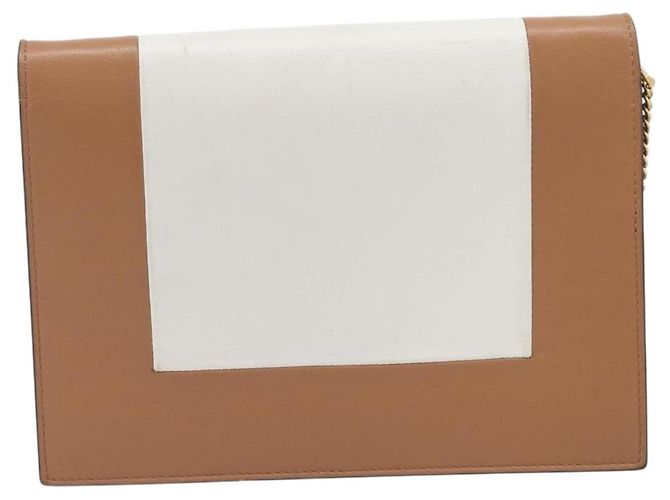Céline CELINE Pochette de soirée à armature Sac à épaule Cuir Beige Ton Or - vue 3