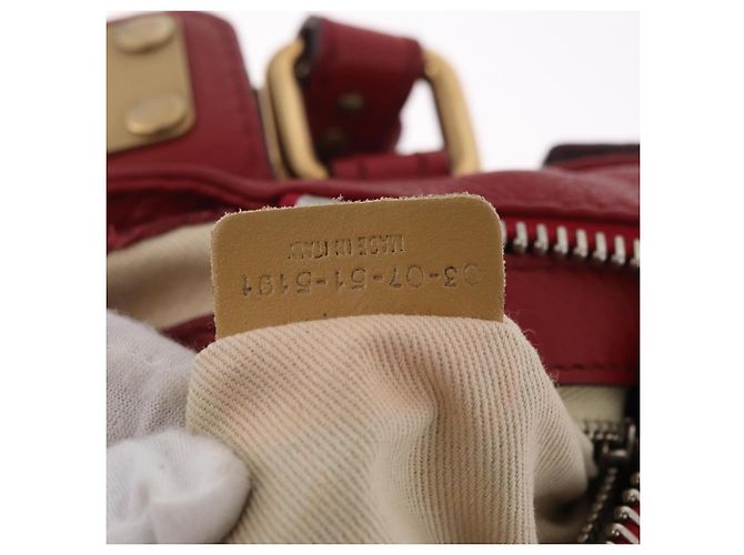 Chloé Sac à main Chloe Paddington en cuir rouge ton or - vue 11