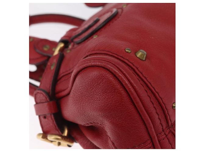 Chloé Sac à main Chloe Paddington en cuir rouge ton or - vue 18