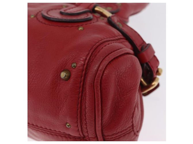 Chloé Sac à main Chloe Paddington en cuir rouge ton or - vue 19