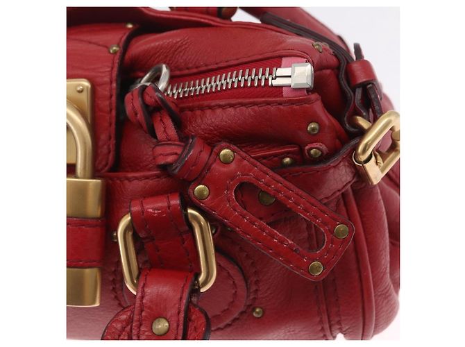 Chloé Sac à main Chloe Paddington en cuir rouge ton or - vue 22