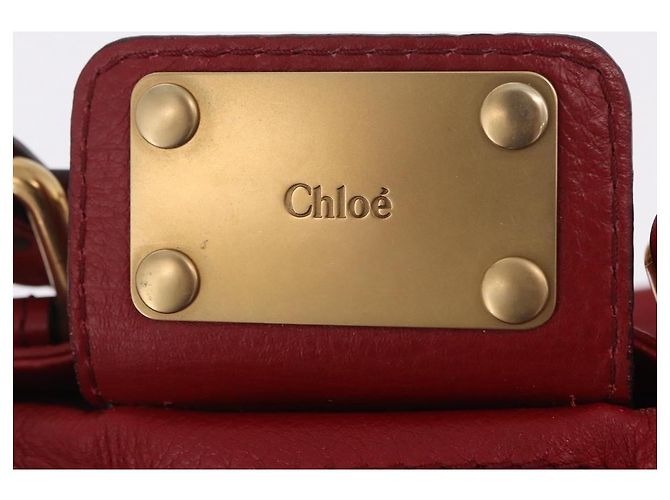 Chloé Sac à main Chloe Paddington en cuir rouge ton or - vue 23