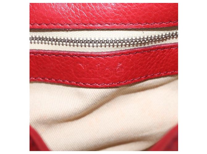 Chloé Sac à main Chloe Paddington en cuir rouge ton or - vue 24