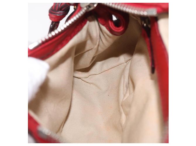 Chloé Sac à main Chloe Paddington en cuir rouge ton or - vue 26