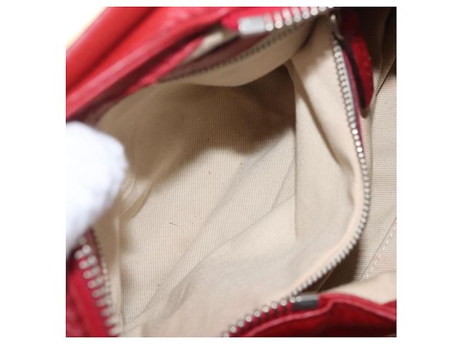 Chloé Sac à main Chloe Paddington en cuir rouge ton or - vue 28