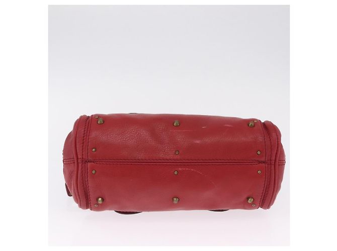 Chloé Sac à main Chloe Paddington en cuir rouge ton or - vue 5