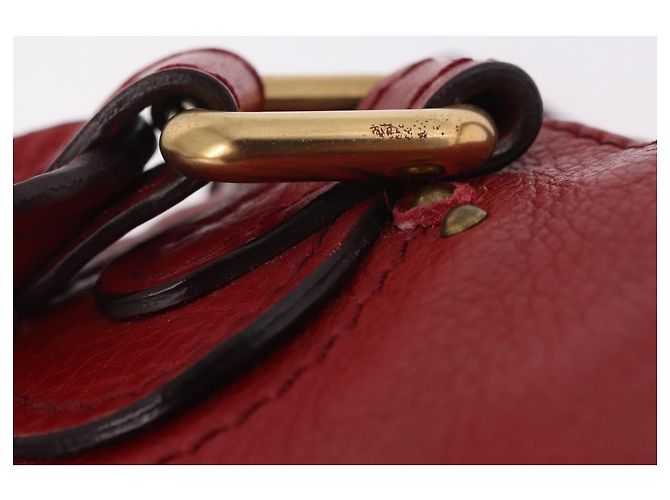 Chloé Sac à main Chloe Paddington en cuir rouge ton or - vue 9