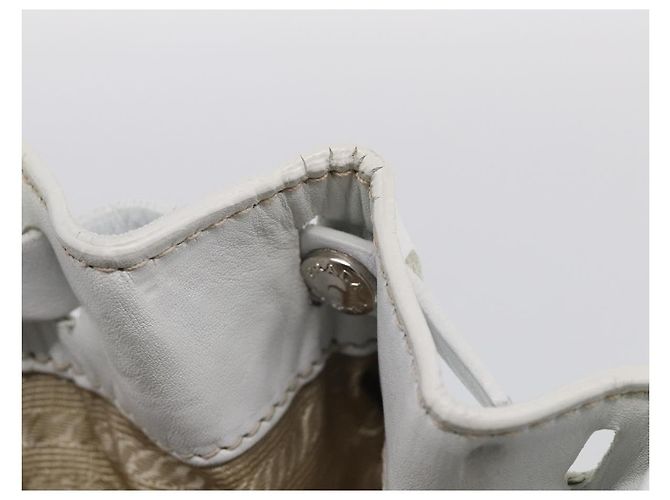 PRADA Tote Bag Leather White Silver - view 11