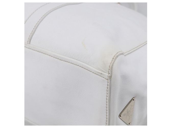 PRADA Tote Bag Leather White Silver - view 17