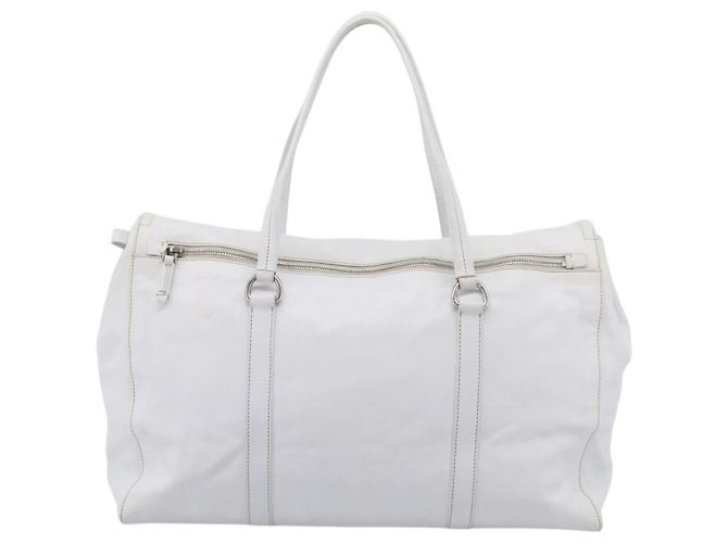 PRADA Tote Bag Leather White Silver - view 2