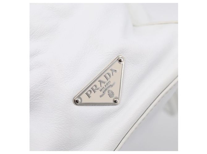PRADA Tote Bag Leather White Silver - view 22