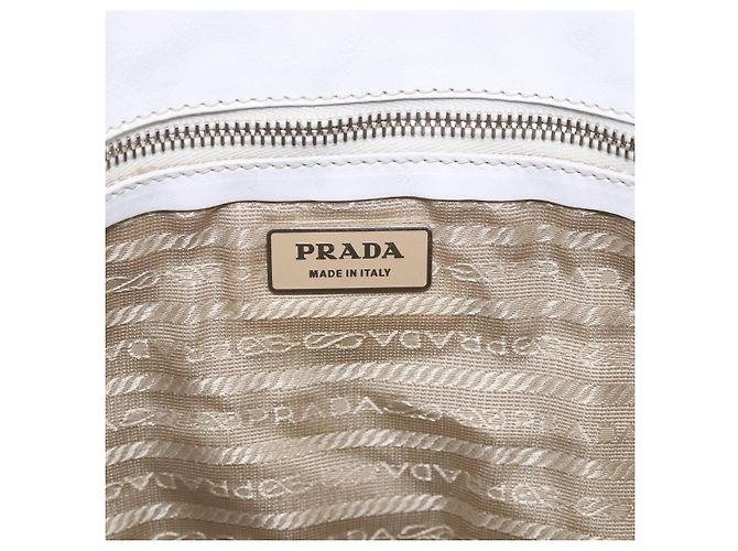 PRADA Tote Bag Leather White Silver - view 25