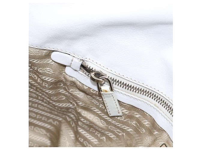 PRADA Tote Bag Leather White Silver - view 28