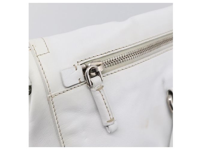 PRADA Tote Bag Leather White Silver - view 30