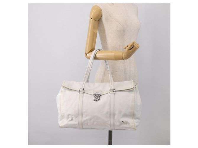 PRADA Tote Bag Leather White Silver - view 32