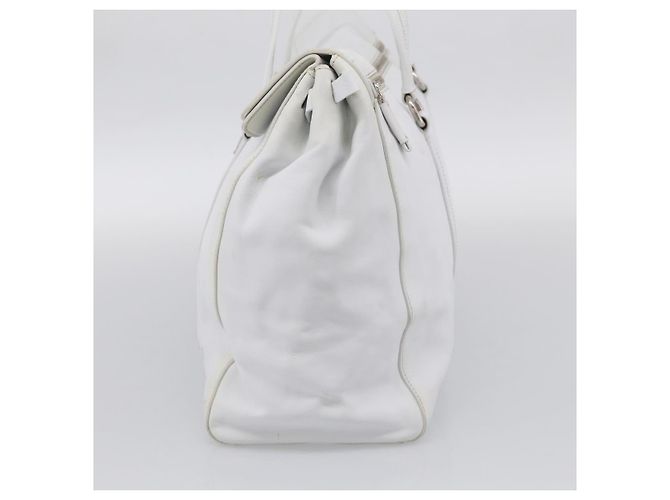 PRADA Tote Bag Leather White Silver - view 4