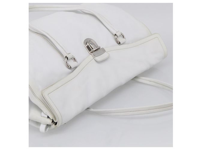 PRADA Tote Bag Leather White Silver - view 6
