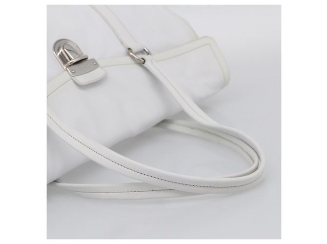 PRADA Tote Bag Leather White Silver - view 7